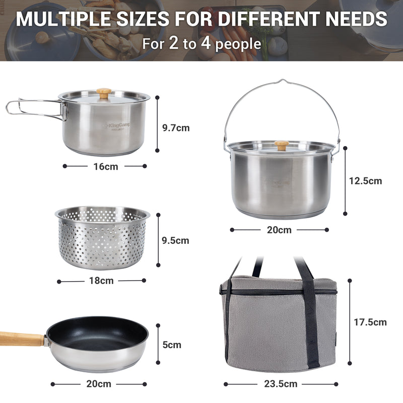 Load image into Gallery viewer, KingCamp Stainless Steel Cookware Set
