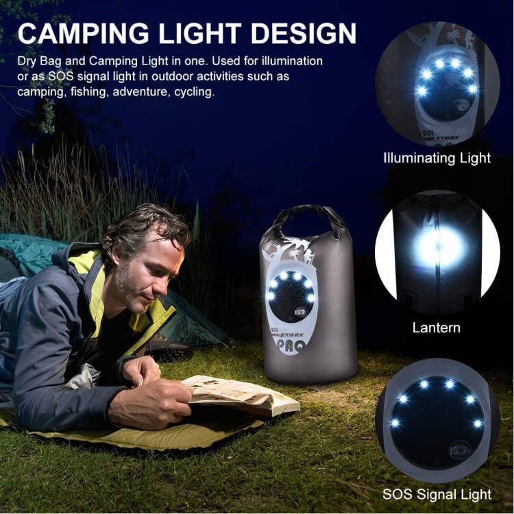 Load image into Gallery viewer, KinWild Dry Bag Waterproof with Solar Bluetooth Speaker &amp; Light
