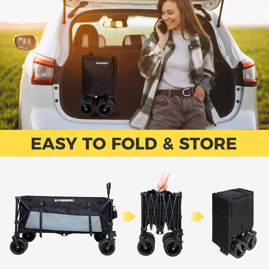 FUNDANGO Folding Wagon 180L Dual Chassis Camping Wagon