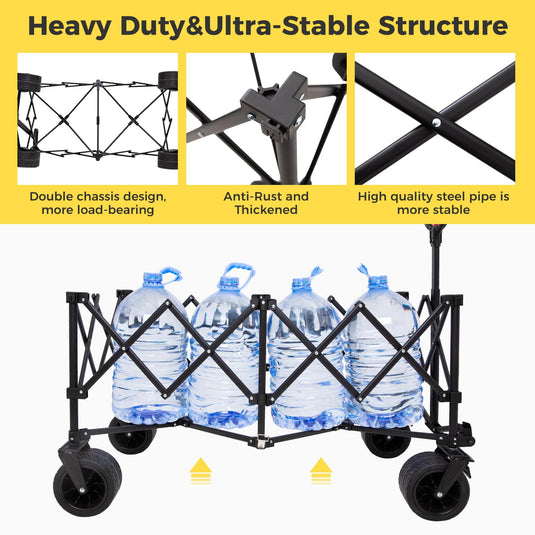 FUNDANGO Folding Wagon 180L Dual Chassis Camping Wagon