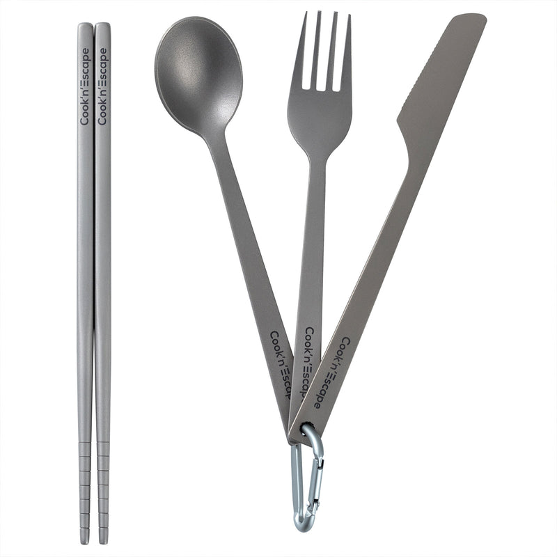 Load image into Gallery viewer, Cook&#39;n&#39;Escape 4-Piece Multi-function Titanium Durable Cutlery Set
