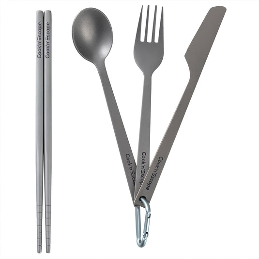 Cook'n'Escape 4-Piece Multi-function Titanium Durable Cutlery Set