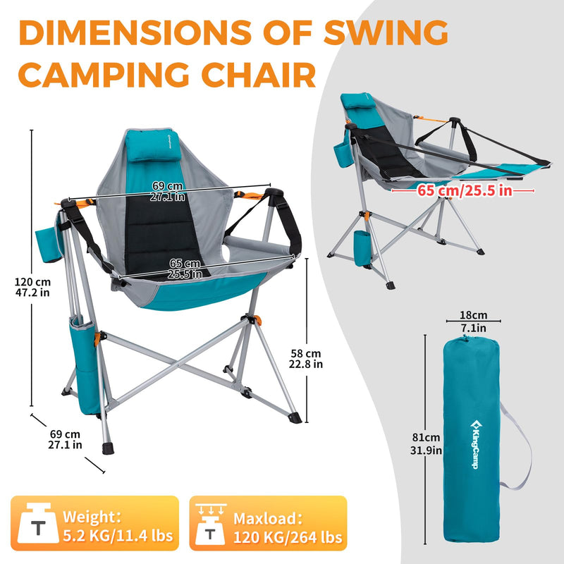 Load image into Gallery viewer, KingCamp ORCHID C20 Folding Rocking Chair Hammock Camping Chair
