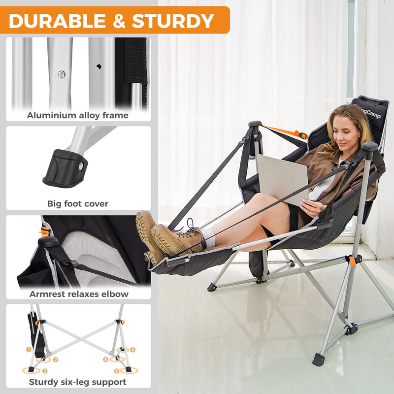 Load image into Gallery viewer, KingCamp ORCHID C20 Folding Rocking Chair Hammock Camping Chair
