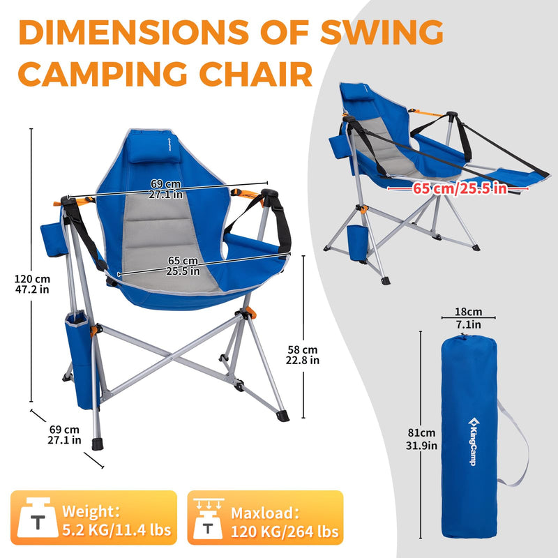 Load image into Gallery viewer, KingCamp ORCHID C20 Folding Rocking Chair Hammock Camping Chair
