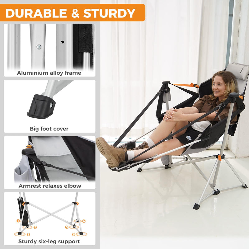 Load image into Gallery viewer, KingCamp ORCHID C20 Folding Rocking Chair Hammock Camping Chair
