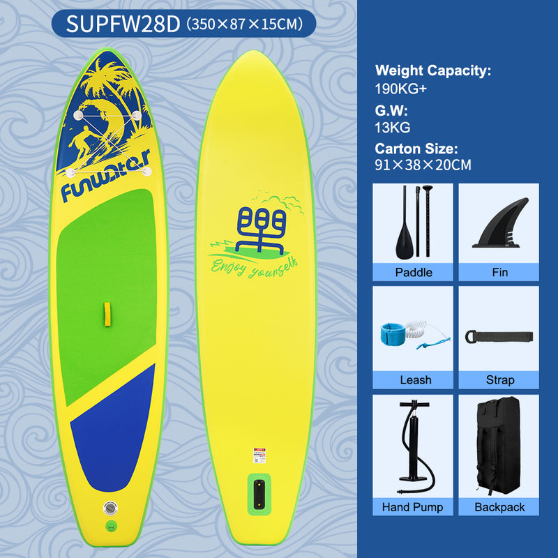 Load image into Gallery viewer, FunWater Surfboard Water Sport Surf Set with Paddle Board Tail Fin Foot Rope Inflator
