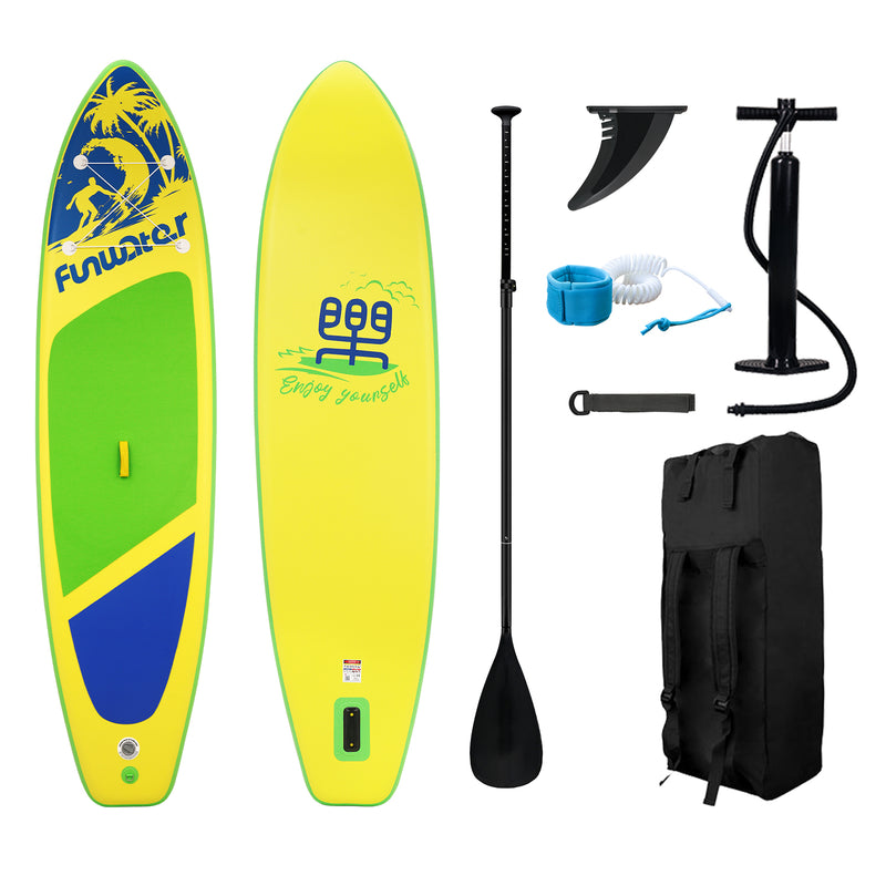 Load image into Gallery viewer, FunWater Surfboard Water Sport Surf Set with Paddle Board Tail Fin Foot Rope Inflator
