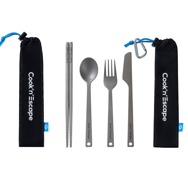 Load image into Gallery viewer, Cook&#39;n&#39;Escape 4-Piece Multi-function Titanium Durable Cutlery Set
