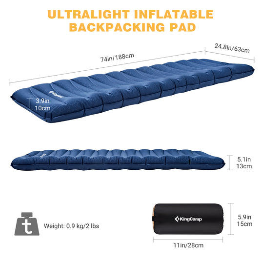 KingCamp Single/ Double Air Mattress Anti-Rollover Ultralight Sleeping Pad