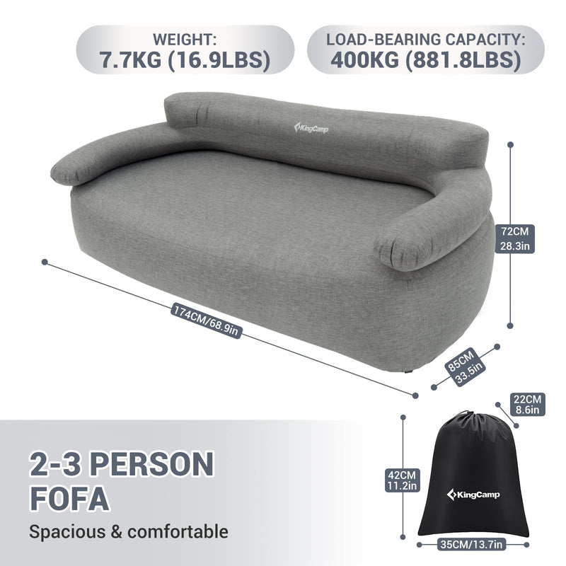 Load image into Gallery viewer, KingCamp Double Inflatable Sofa/ Grey With Foot Pump
