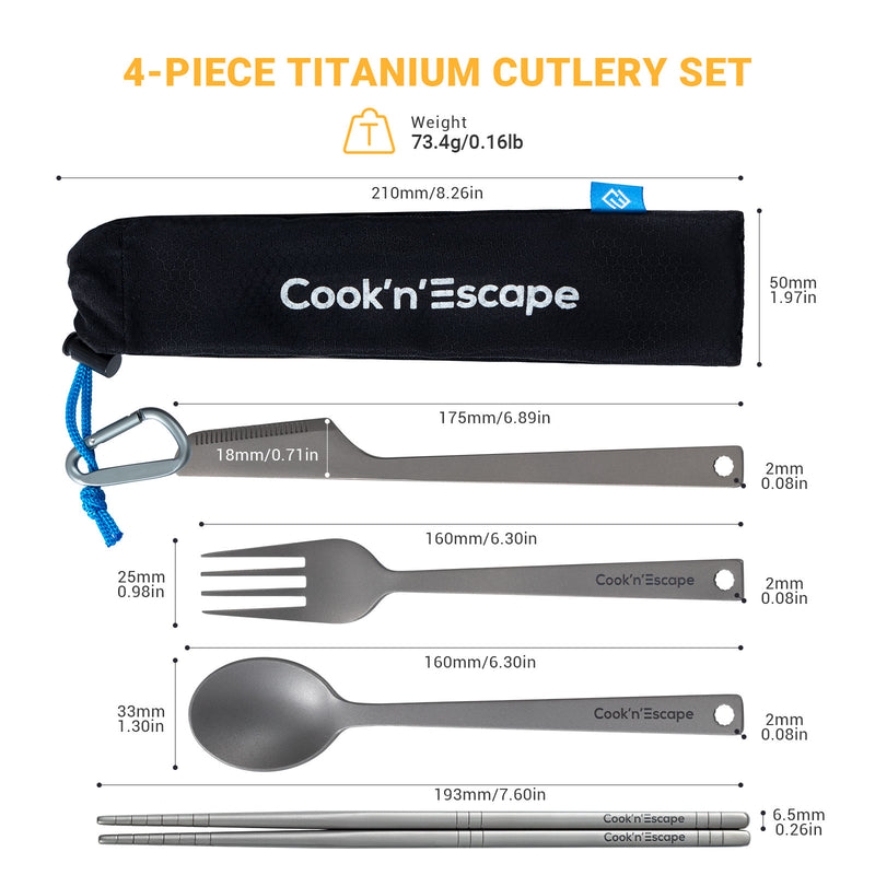 Load image into Gallery viewer, Cook&#39;n&#39;Escape 4-Piece Multi-function Titanium Durable Cutlery Set
