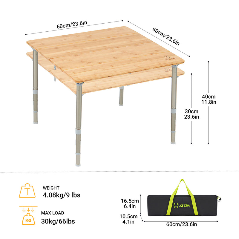 Load image into Gallery viewer, ATEPA BAMBOO 6060 Camping Table
