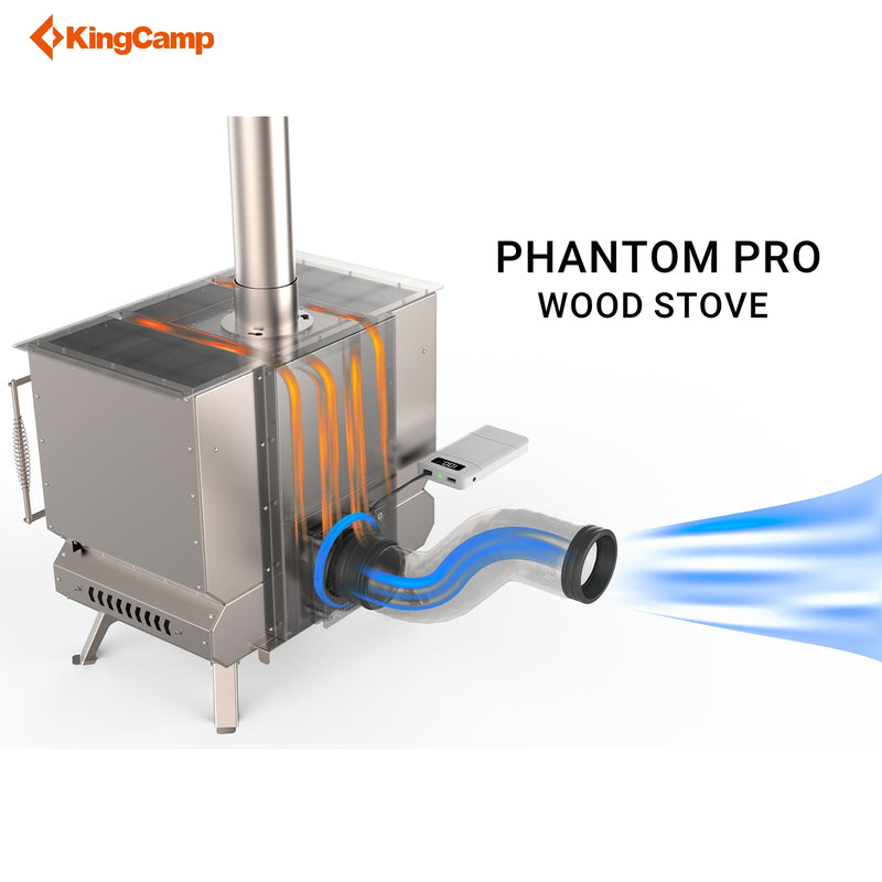 Load image into Gallery viewer, KingCamp Phantom Pro Wood Stove with  Secondary Combustion &amp; Power Bank-Powered Active Heat Circulation System
