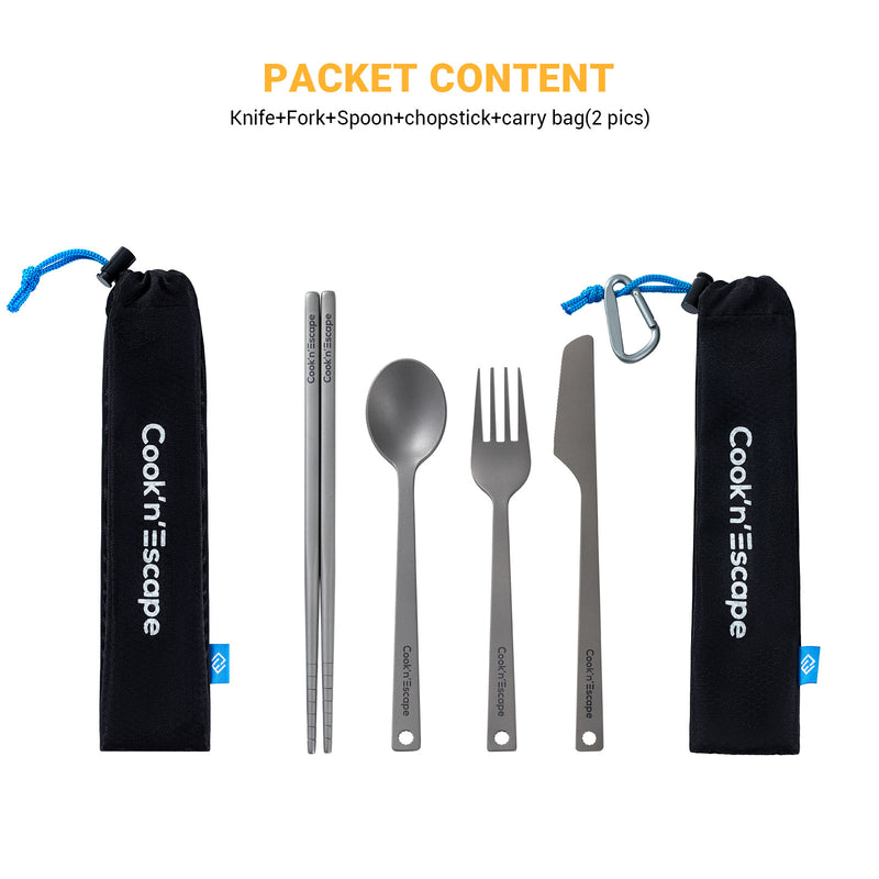 Load image into Gallery viewer, Cook&#39;n&#39;Escape 4-Piece Multi-function Titanium Durable Cutlery Set
