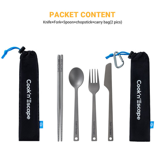 Cook'n'Escape 4-Piece Multi-function Titanium Durable Cutlery Set