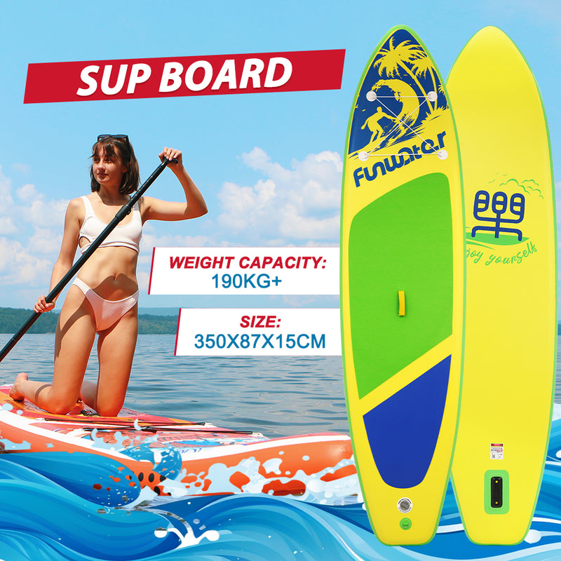 Load image into Gallery viewer, FunWater Surfboard Water Sport Surf Set with Paddle Board Tail Fin Foot Rope Inflator
