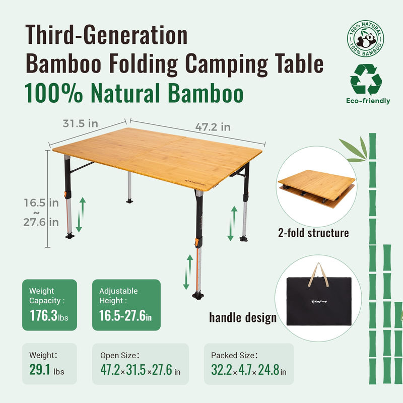 Load image into Gallery viewer, KingCamp BAMBOO Folding Bamboo Table
