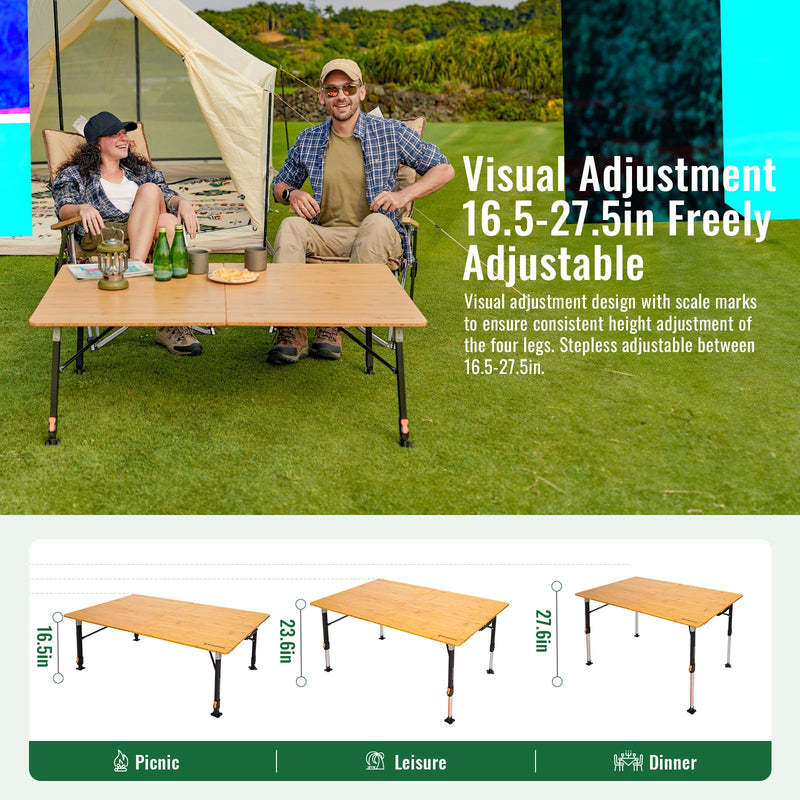 Load image into Gallery viewer, KingCamp BAMBOO Folding Bamboo Table
