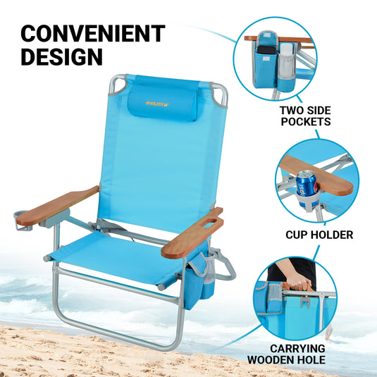 WEJOY Oversized Reclining 4 Positions Beach Chair