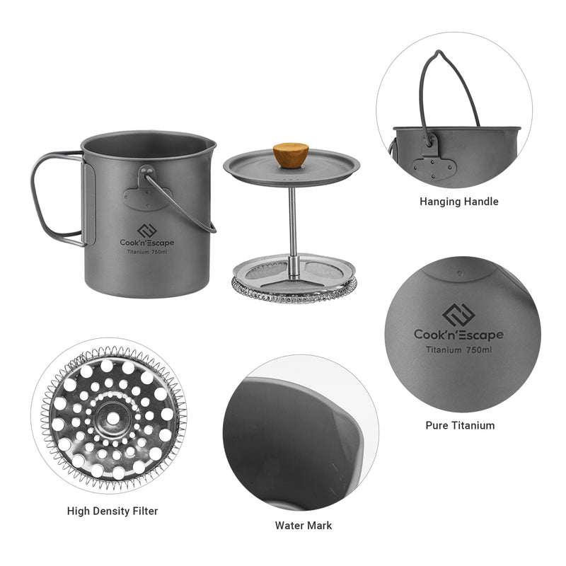 Load image into Gallery viewer, Cook&#39;n&#39;Escape 750ml Titanium Coffee Cup
