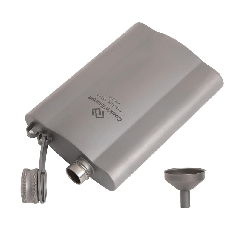 Load image into Gallery viewer, Cook&#39;n&#39;Escape Titanium Spirit Flask 180 ml ( With Leather Case )
