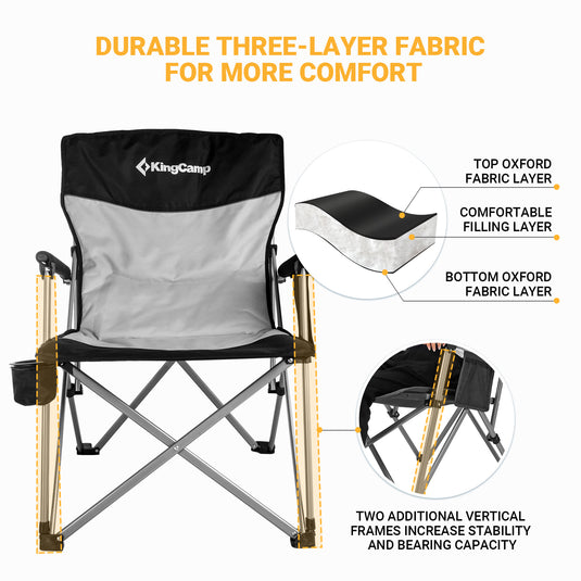 KingCamp Comfort Camping Chair - Full Body Support, Padded and Portable