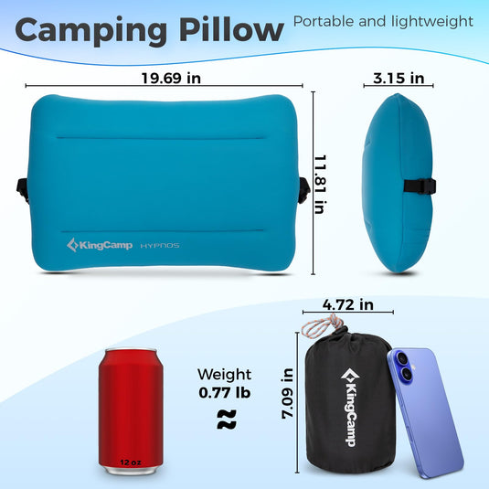 KingCamp HYPNOS Compact Inflatable Camping Pillow with Washable Cover