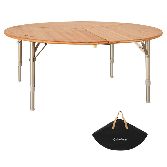 KingCamp BAMBOO 9595 3-Folding Bamboo Table Round