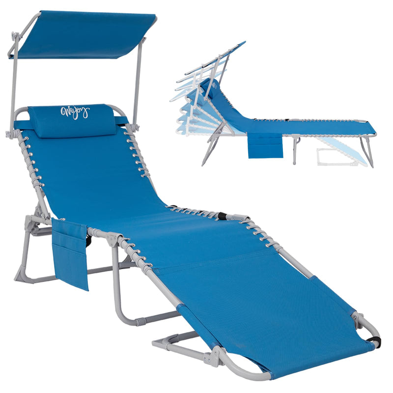 Load image into Gallery viewer, WEJOY Portable Outdoor Chaise Lounge – 5-Angle Reclining Beach Chair
