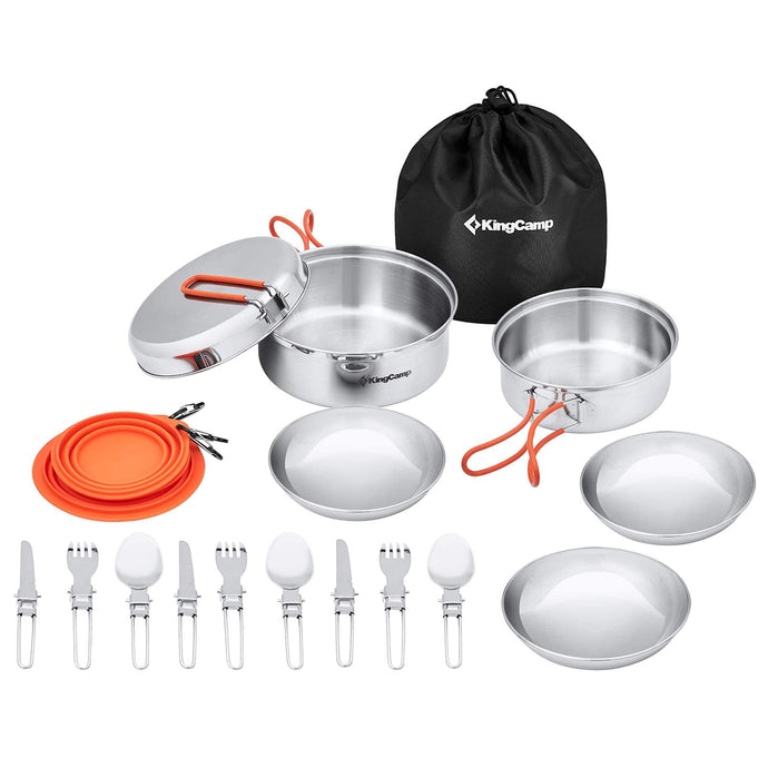 KingCamp Stainless Steel Camping Cookware Mess Kit 25 PCS