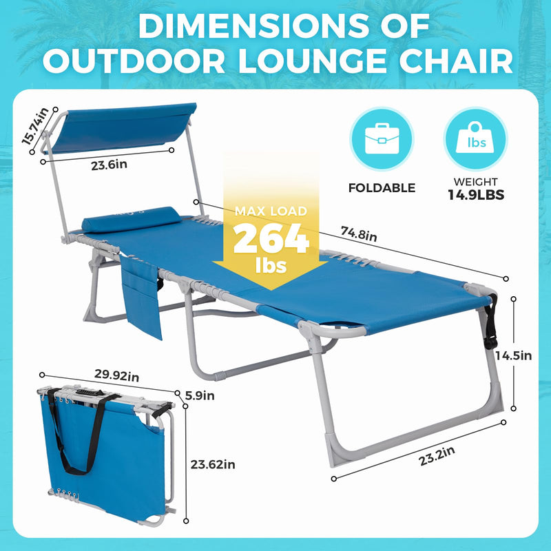 Load image into Gallery viewer, WEJOY Portable Outdoor Chaise Lounge – 5-Angle Reclining Beach Chair
