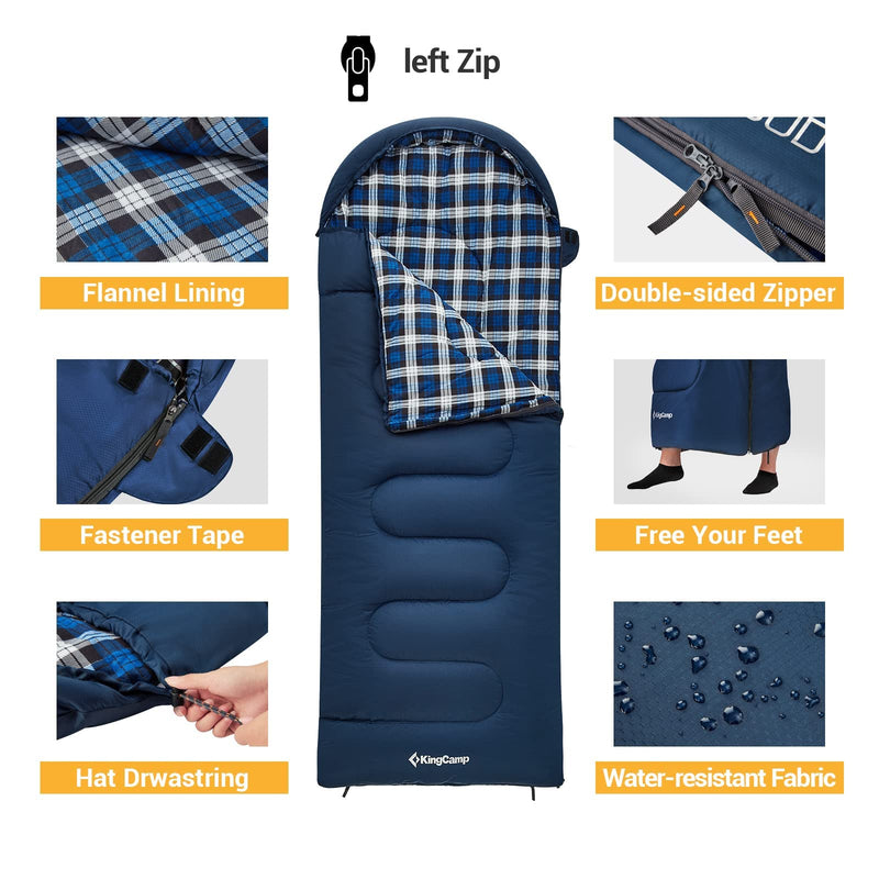 Load image into Gallery viewer, KingCamp CLOUDY 400 Sleeping Bag-Envelope With Hood
