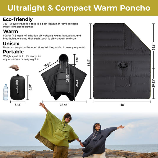 KingCamp Camping Wearable Blanket Poncho