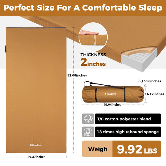 KingCamp Memory Foam Camping Mattress Camping Sleeping Pad