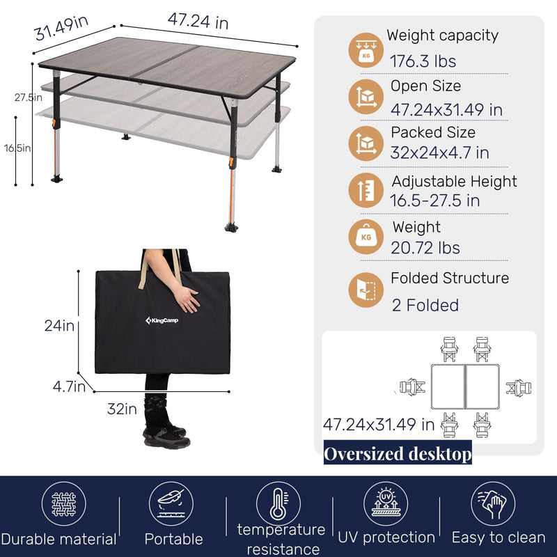 Load image into Gallery viewer, KingCamp GRANITE Folding Fiberglass Table
