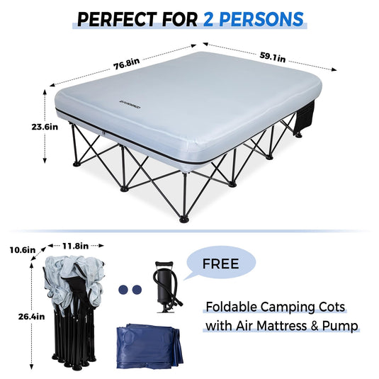 FUNDANGO Queen Camping Cot with Detachable Air Mattress