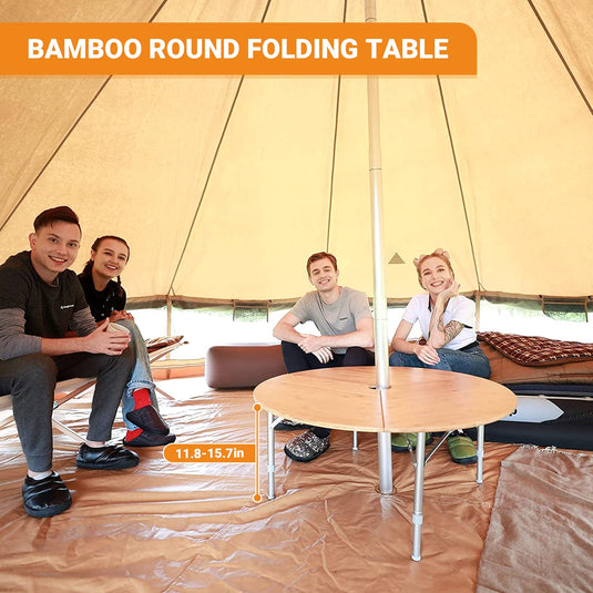 KingCamp BAMBOO 9595 3-Folding Bamboo Table Round
