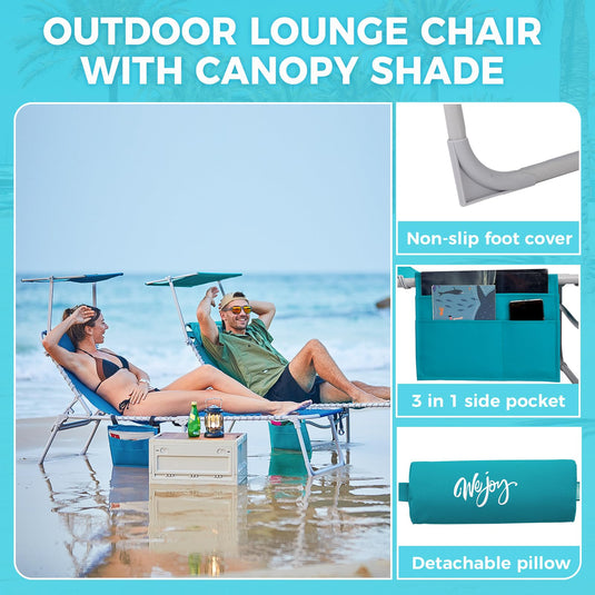 WEJOY Outdoor Patio Chaise Lounge Beach Chair – 5-Position Adjustable Recliner