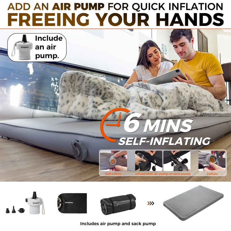 Load image into Gallery viewer, KingCamp 3D Double Self-Inflating Camping Mattress with Built-in Pump
