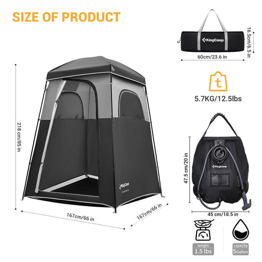 KingCamp MARASUSA Oversize Camping Shower Tent 1/2 Room Outdoor Toilet Tent