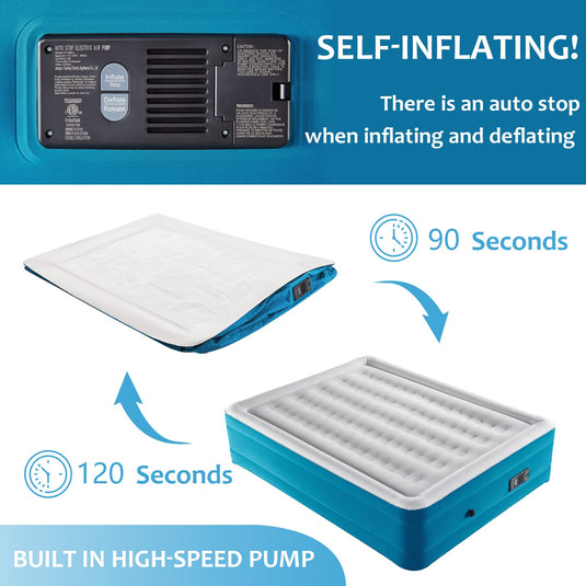 AIRELAX Adjustable Queen High Air Bed Built in Automatic Pump