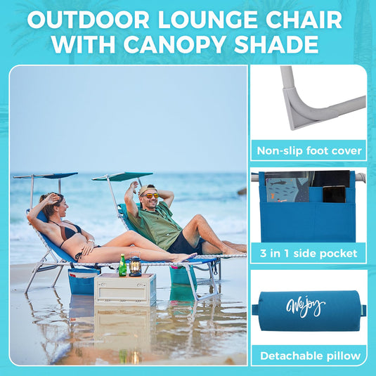 WEJOY Portable Outdoor Chaise Lounge – 5-Angle Reclining Beach Chair