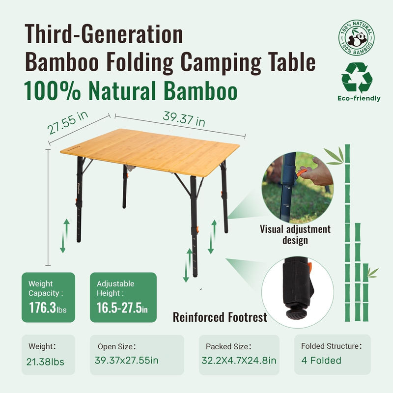 Load image into Gallery viewer, KingCamp BAMBOO Folding Bamboo Table
