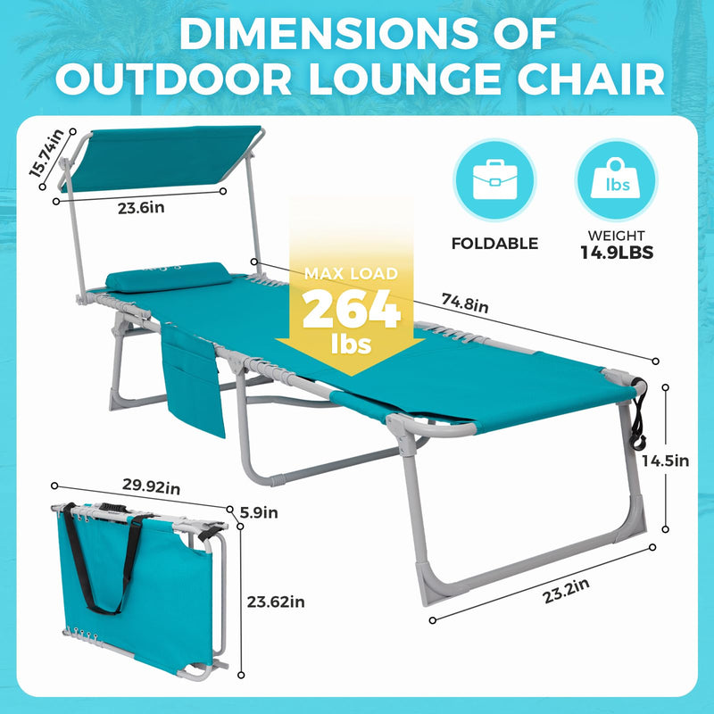 Load image into Gallery viewer, WEJOY Outdoor Patio Chaise Lounge Beach Chair – 5-Position Adjustable Recliner
