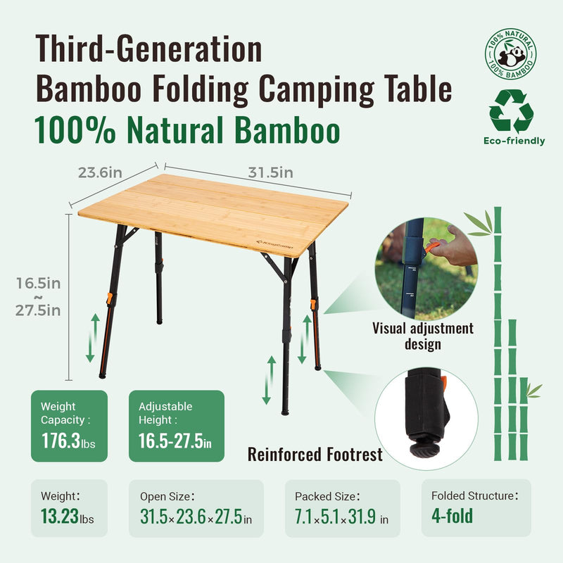 Load image into Gallery viewer, KingCamp BAMBOO Folding Bamboo Table
