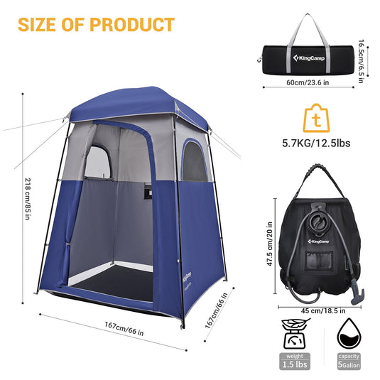 KingCamp MARASUSA Oversize Camping Shower Tent 1/2 Room Outdoor Toilet Tent