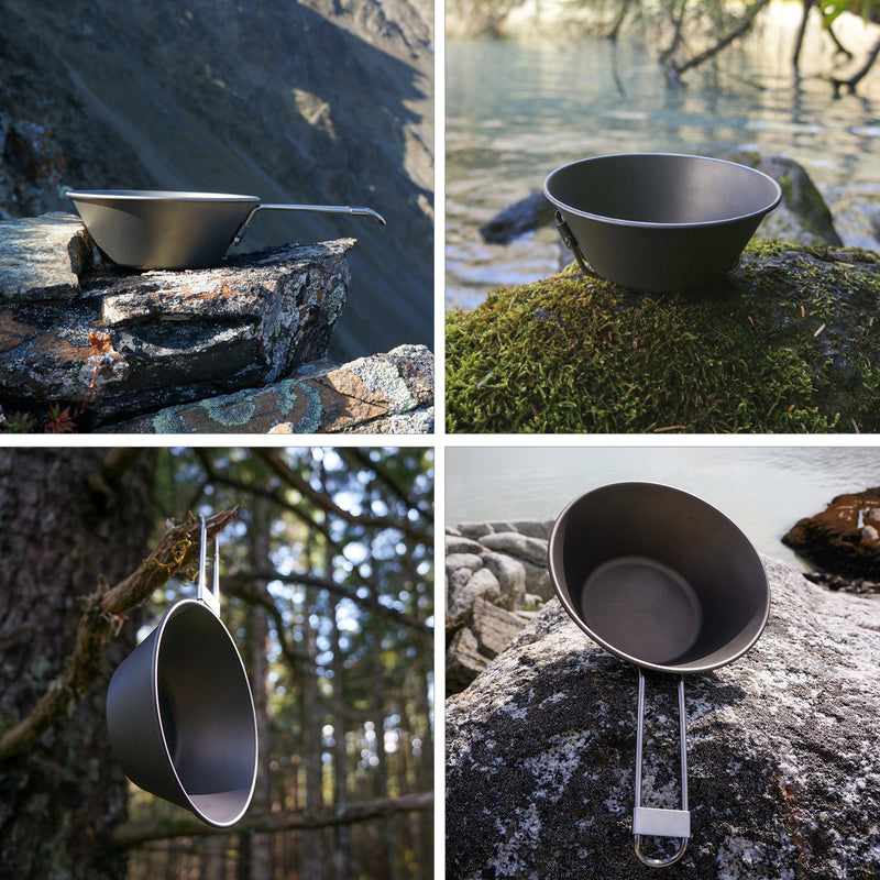 Load image into Gallery viewer, Cook&#39;n&#39;Escape 300ml Titanium Sierra Cup with Folding Handle
