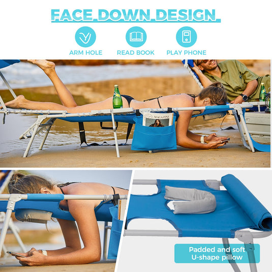 WEJOY Portable Outdoor Chaise Lounge – 5-Angle Reclining Beach Chair