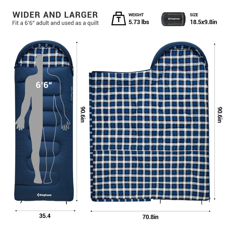 Load image into Gallery viewer, KingCamp CLOUDY 400 Sleeping Bag-Envelope With Hood
